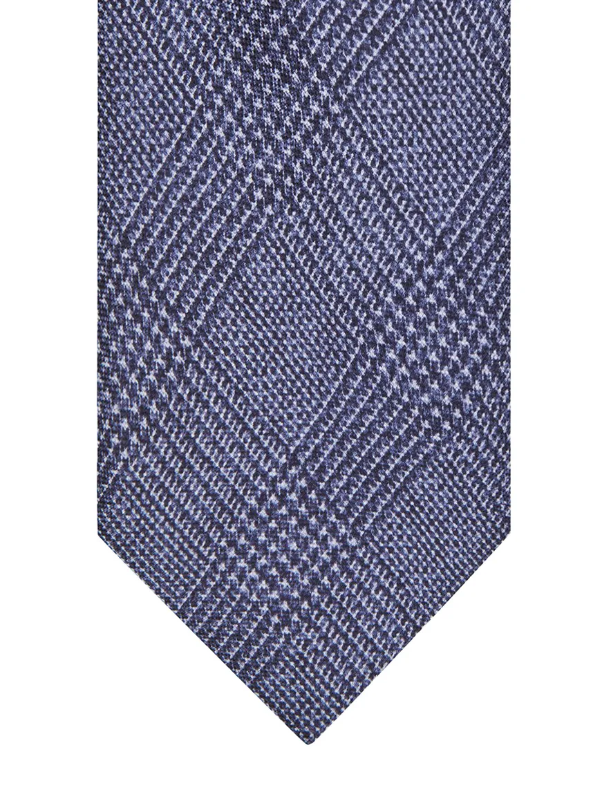 Profuomo Stropdas blauw geruit zijde