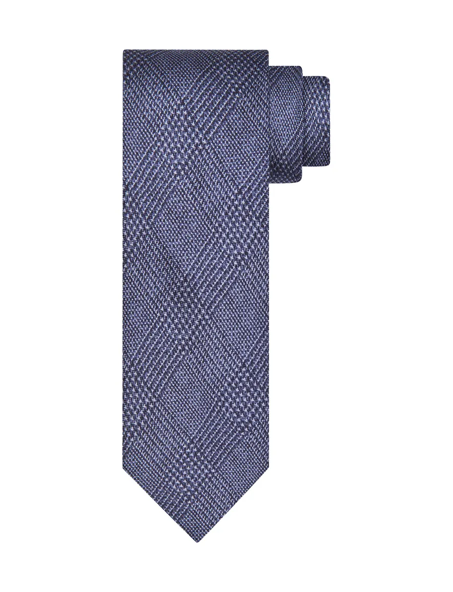 Profuomo Stropdas blauw geruit zijde