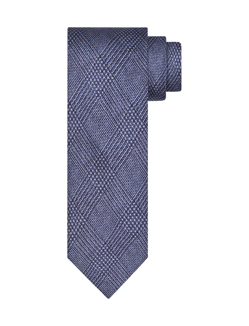 Stropdas Profuomo blauw zijde geruit