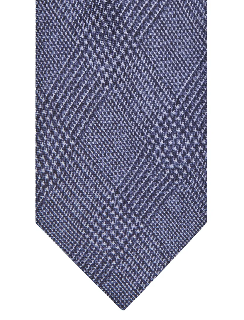 Stropdas Profuomo blauw zijde geruit
