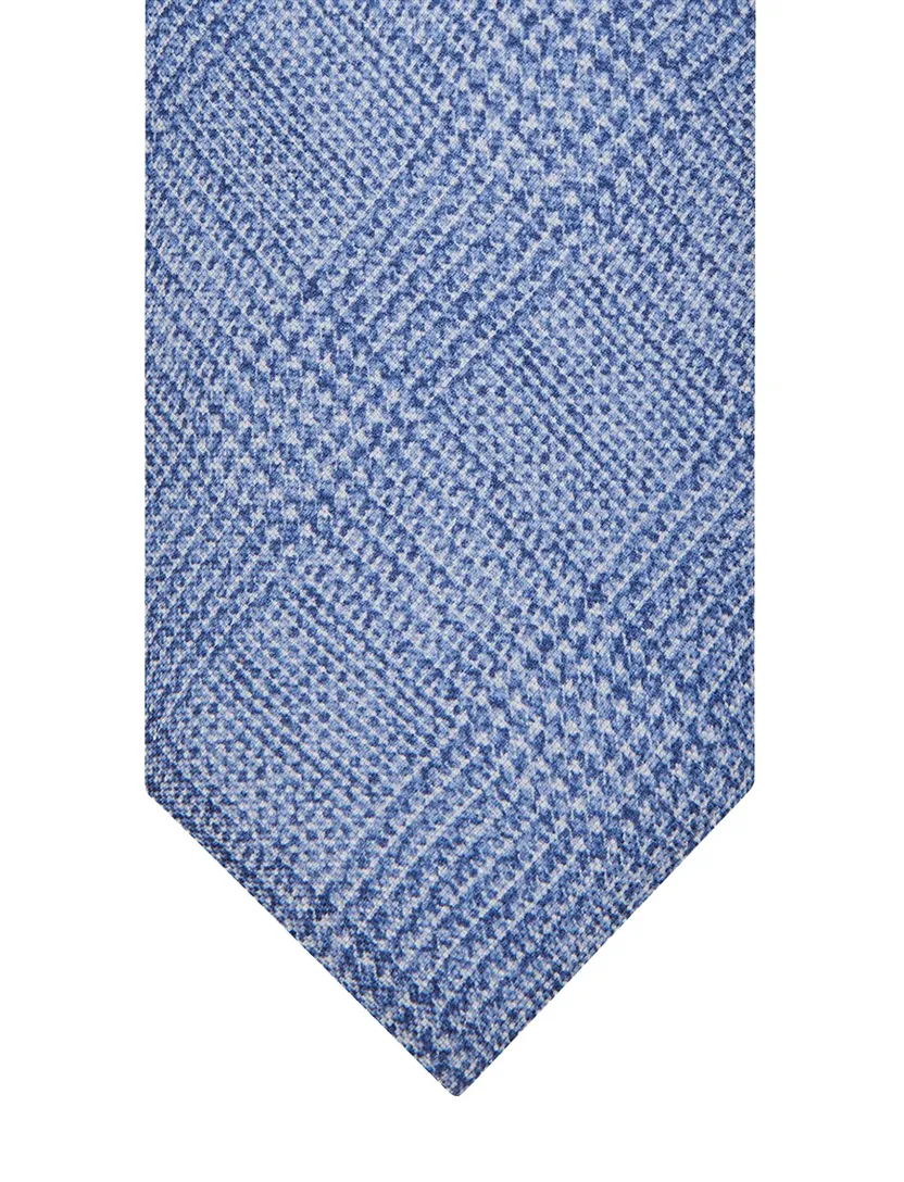 Stropdas Profuomo licht blauw zijde geruit