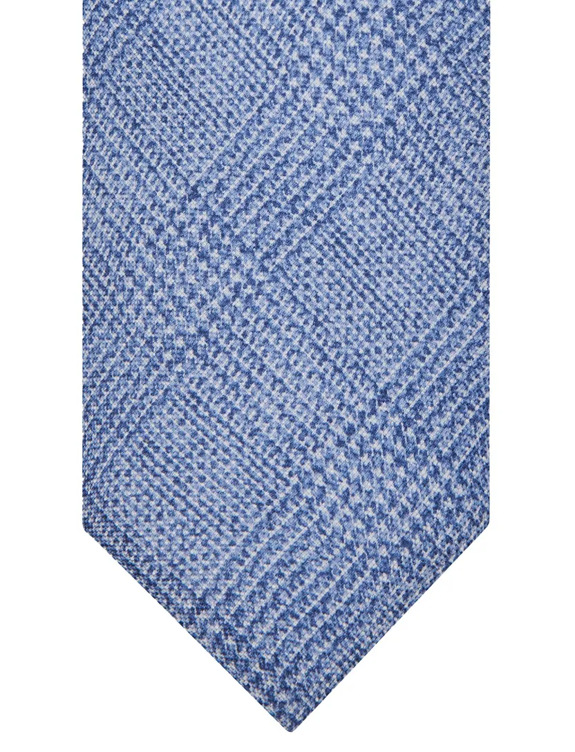 Stropdas Profuomo licht blauw zijde geruit