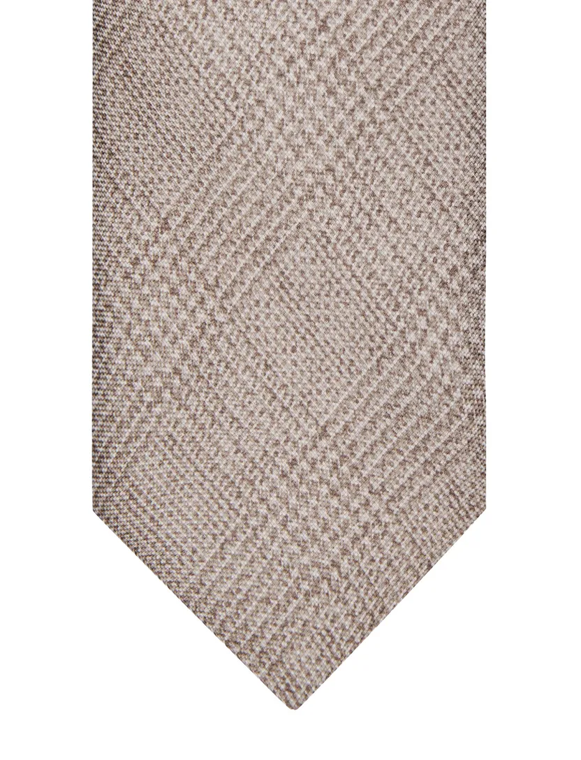 Stropdas Profuomo beige zijde geruit