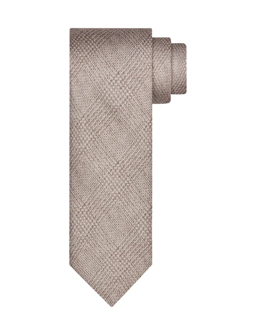 Stropdas Profuomo beige zijde geruit