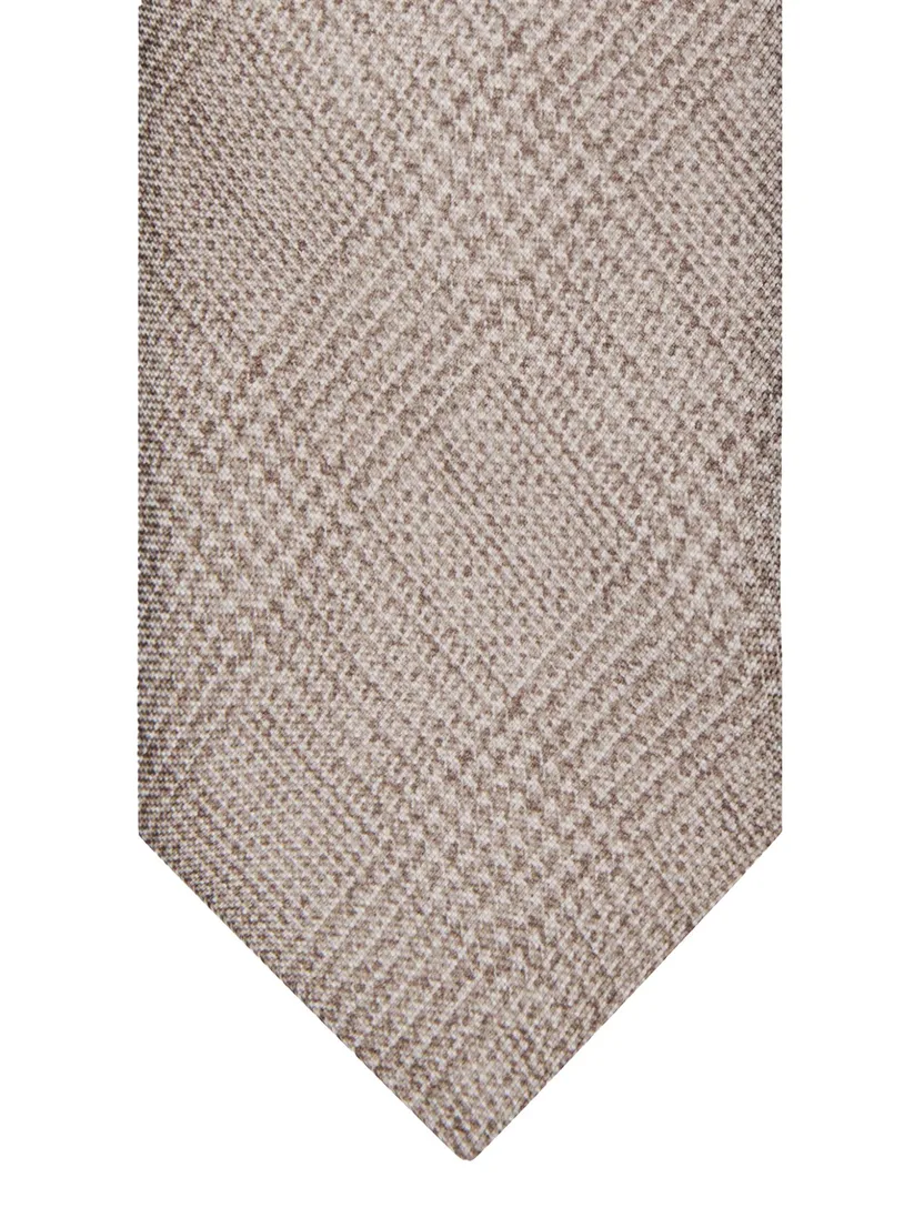 Stropdas Profuomo beige zijde geruit