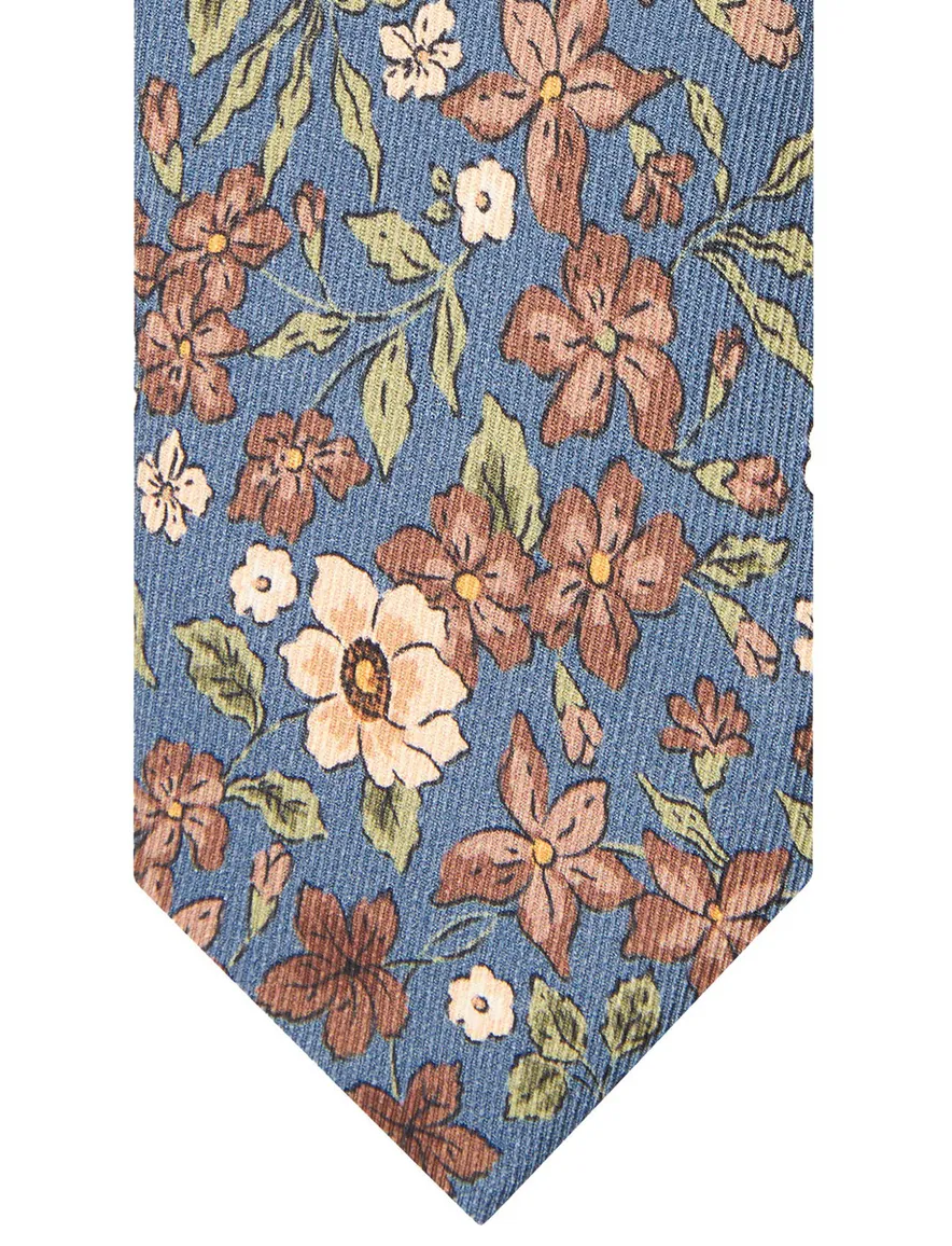 Profuomo Stropdas blauw geprint bloemen