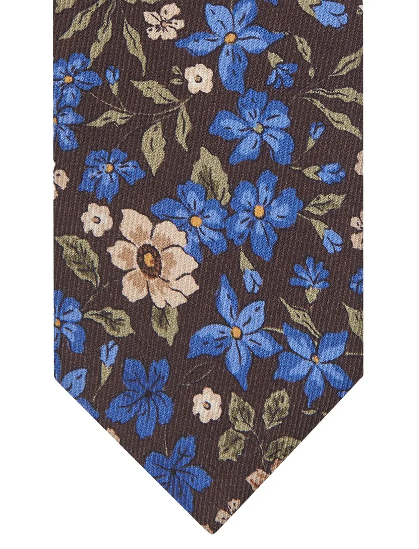 Stropdas Profuomo blauw geprint bloemen
