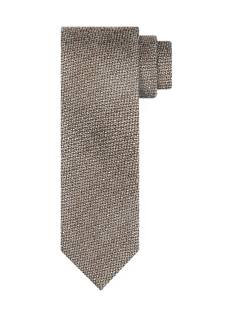 Stropdas Profuomo bruin geprint patroon speckle