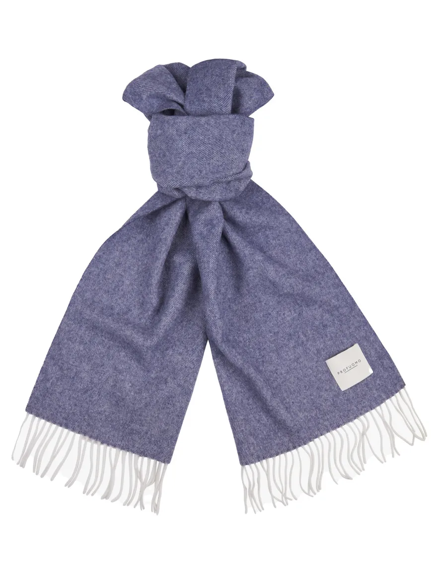 Profuomo blauwe sjaal effen lamswol