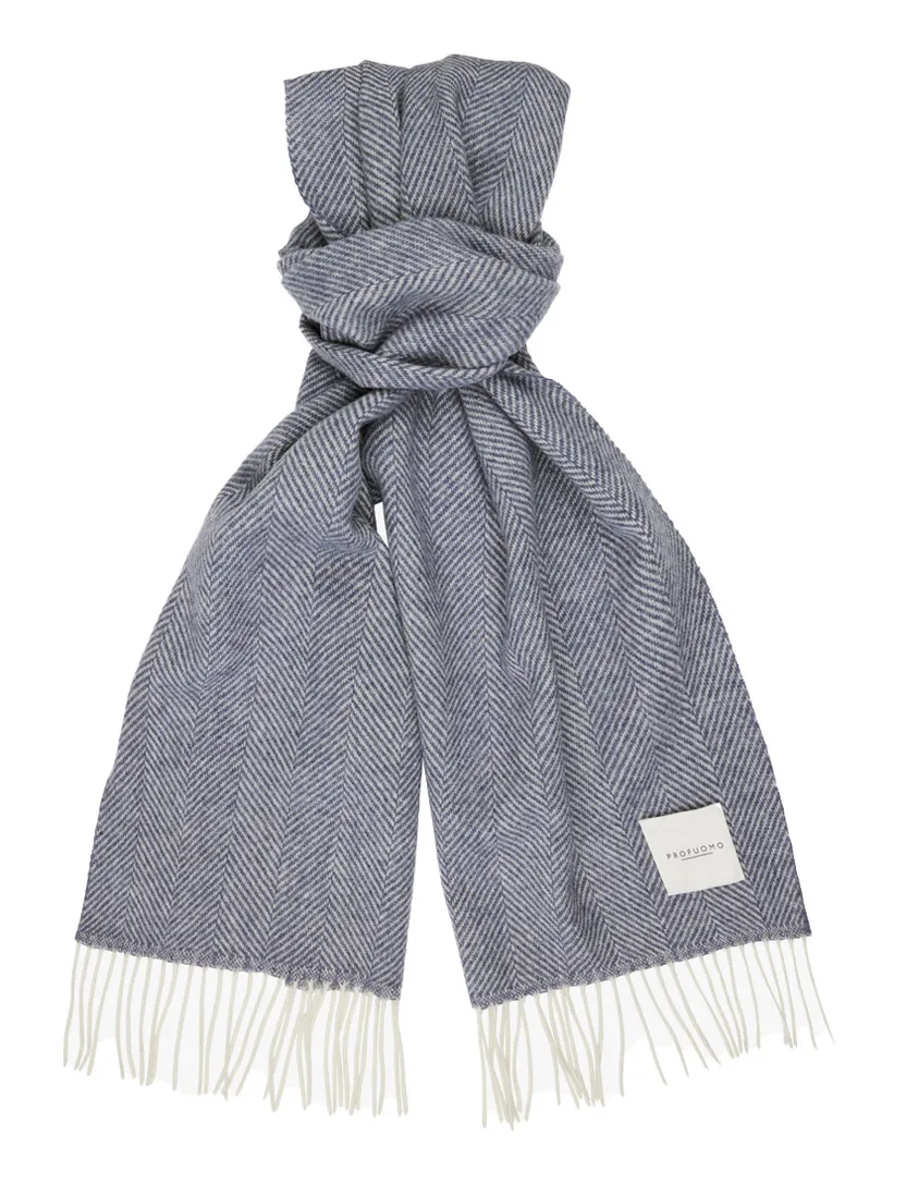 sjaal Profuomo blauw print lamwol