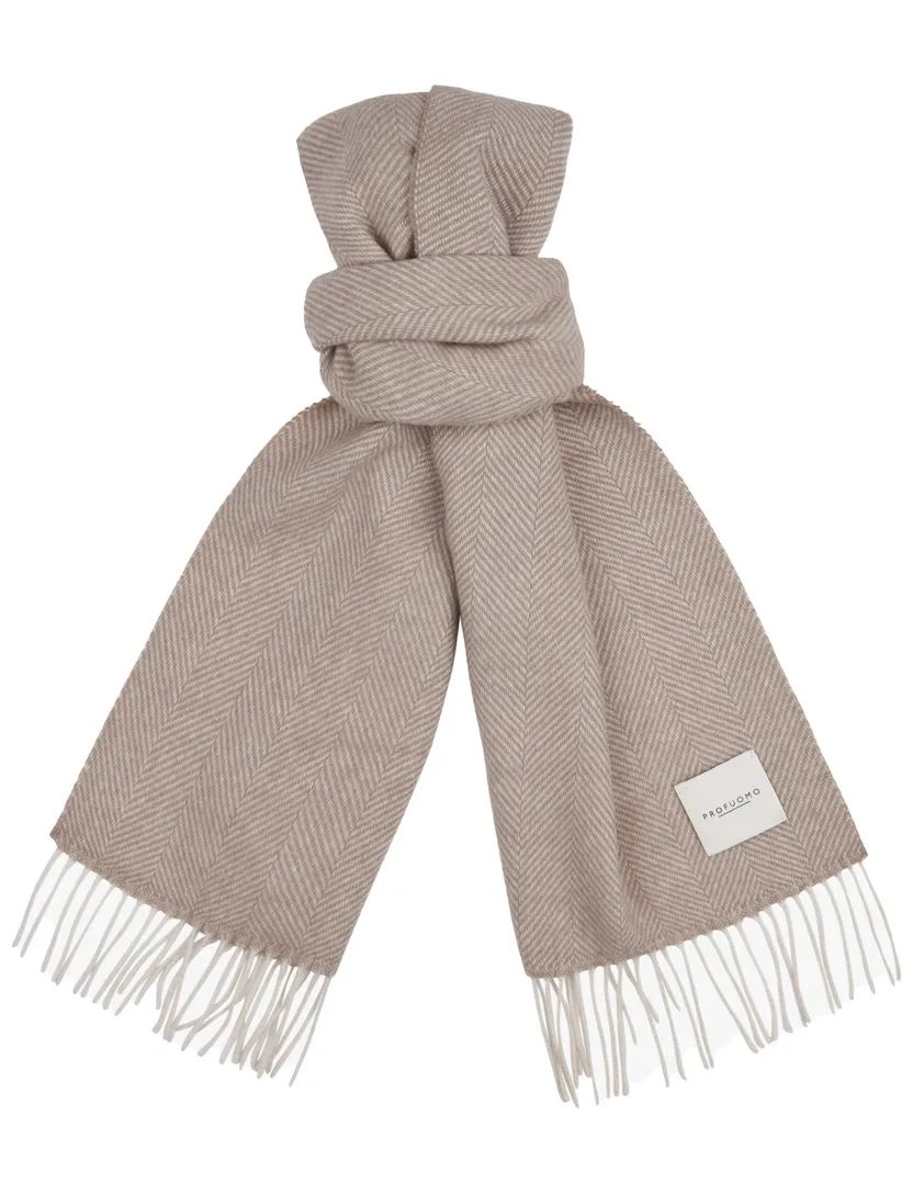 lamwollen sjaal Profuomo beige print