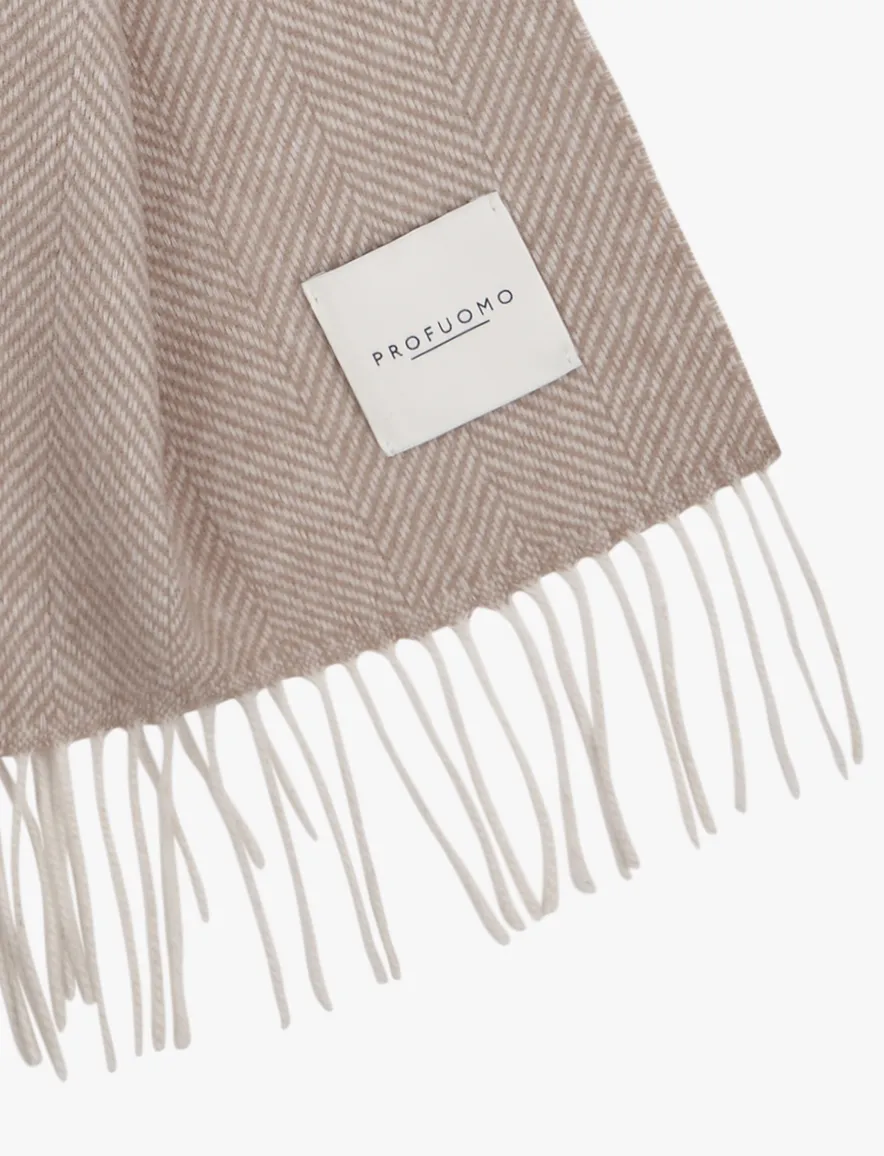 Profuomo sjaal beige geprint lamwol