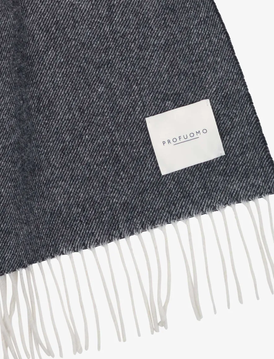 Profuomo sjaal blauw geprint vlakken lamwol