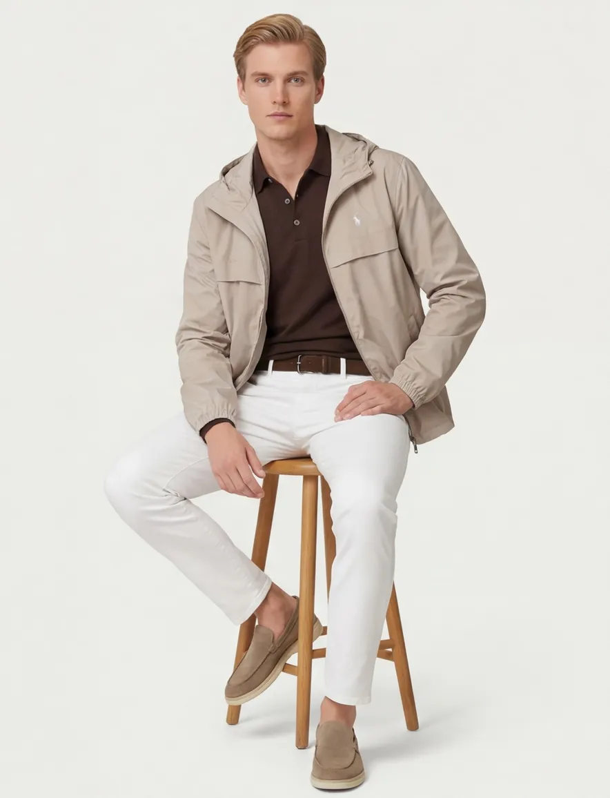 Polo ralph lauren regenjas beige polyester