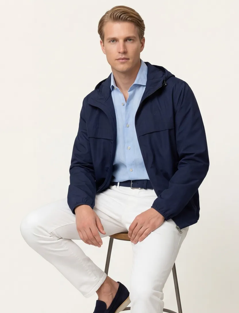 regenjas donkerblauw polo ralph lauren effen