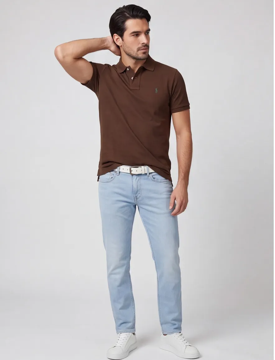 Polo Ralph Lauren polo bruin pique slim fit