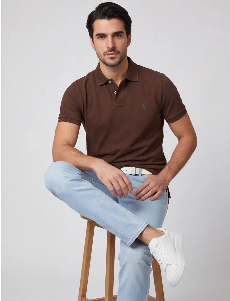Polo Ralph Lauren polo bruin pique slim fit