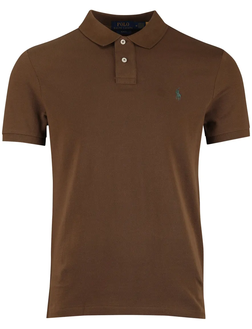 Polo Ralph Lauren slim fit polo bruin pique