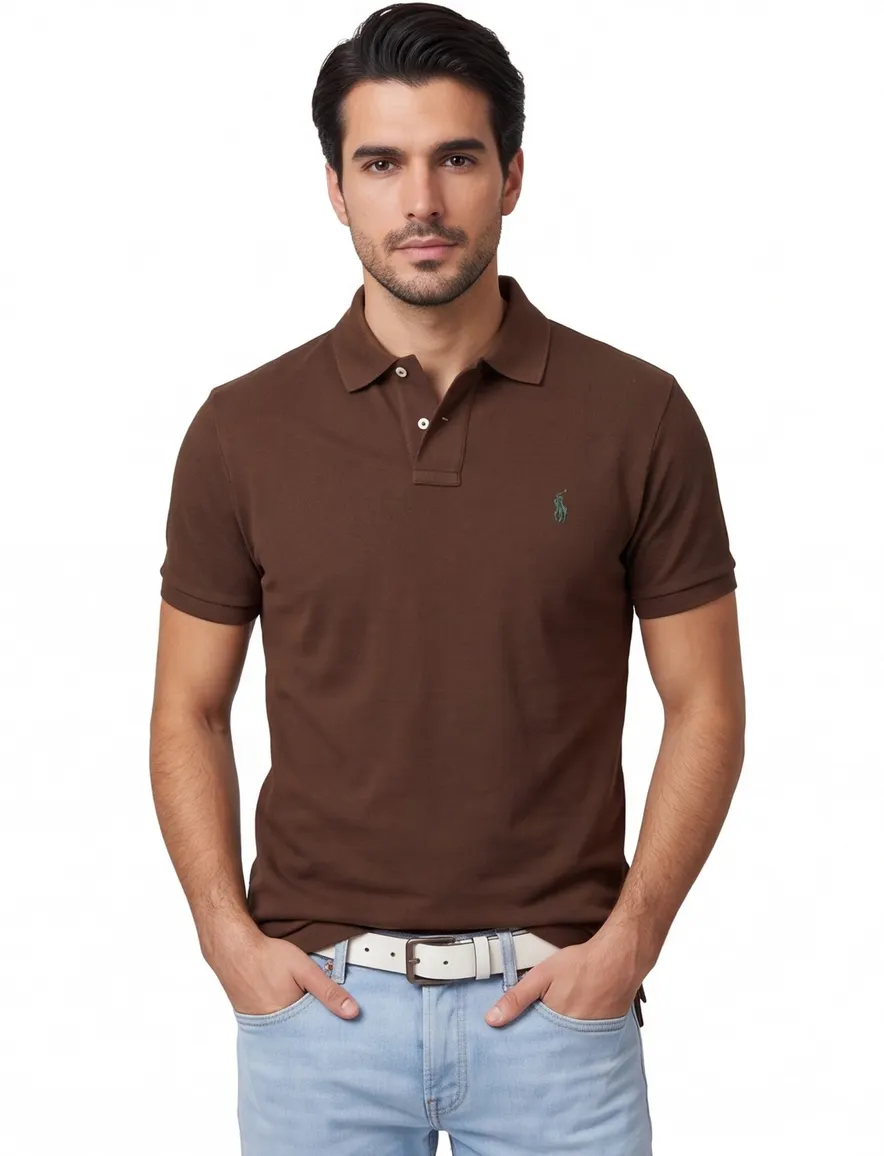Polo Ralph Lauren polo bruin pique slim fit