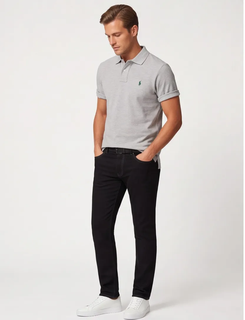 Slim fit Polo Ralph Lauren polo grijs pique