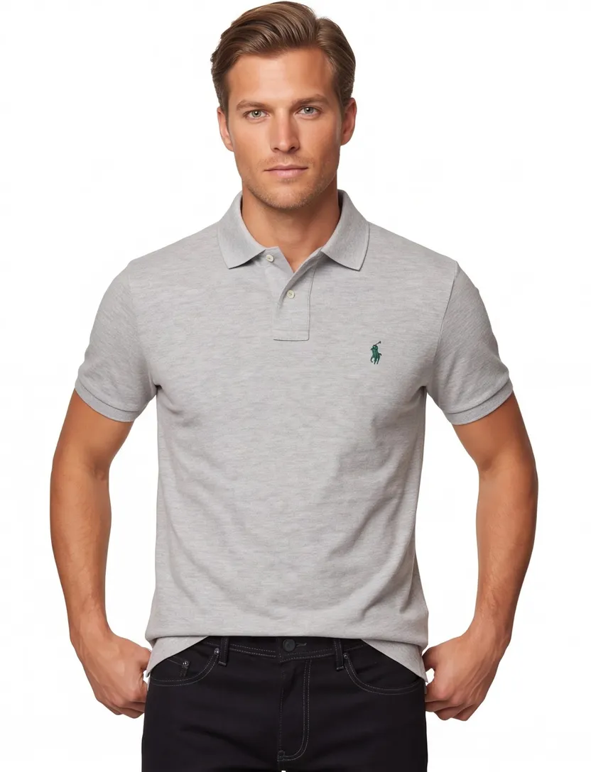 Slim fit Polo Ralph Lauren polo grijs pique