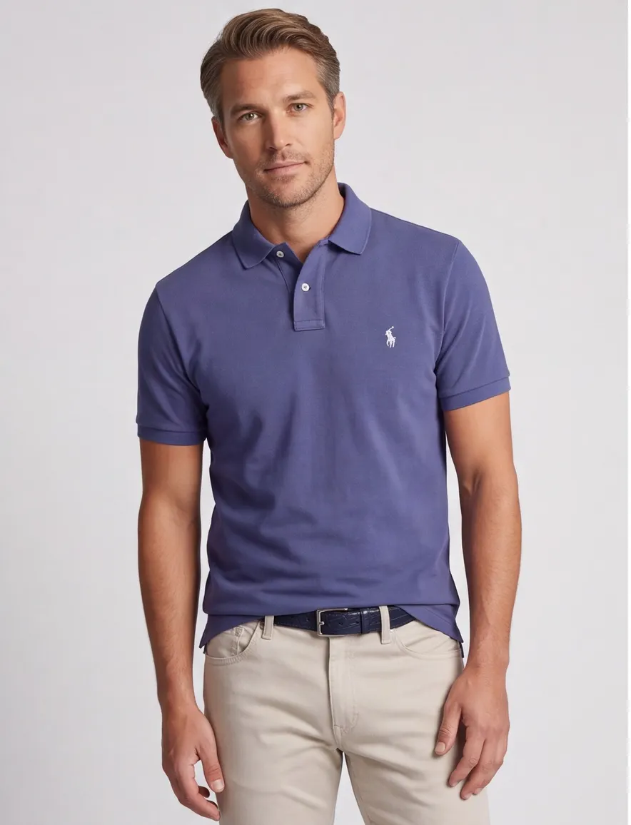 Polo Ralph Lauren custom slim fit polo blauw katoen