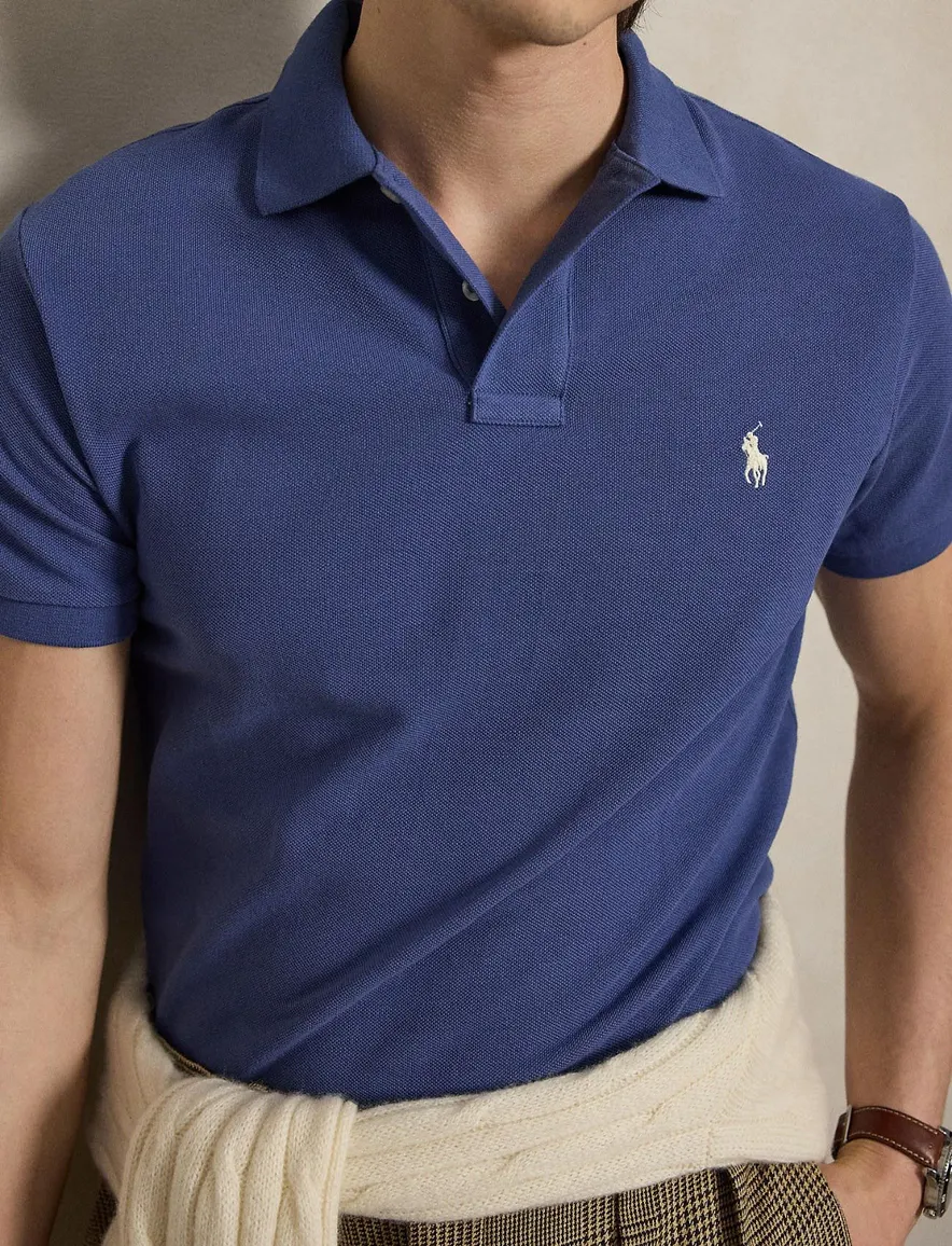 Polo Ralph Lauren custom slim fit polo blauw pique