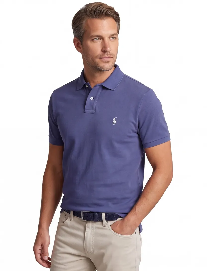 Custom slim fit Polo Ralph Lauren polo blauw