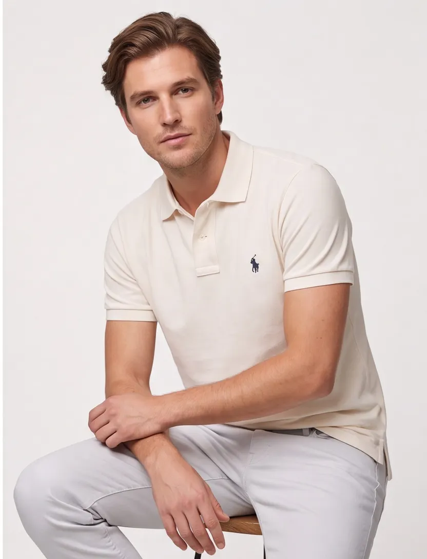 Custom slim fit Polo Ralph Lauren polo creme