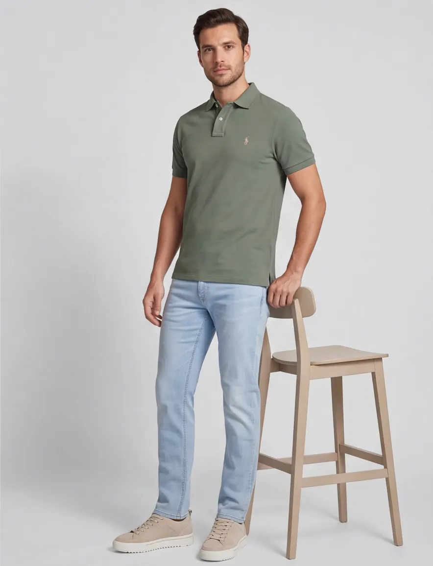 Polo Ralph Lauren custom slim fit pique polo groen