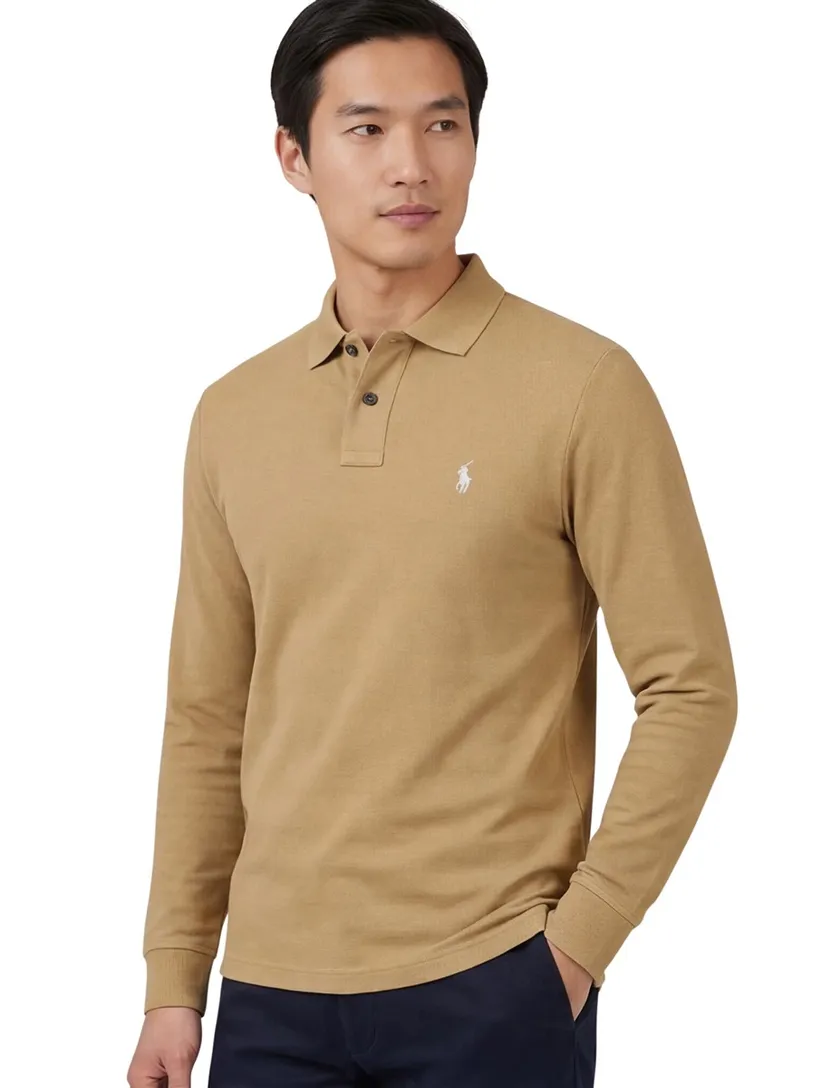 Polo ralph lauren polo camel katoen effen