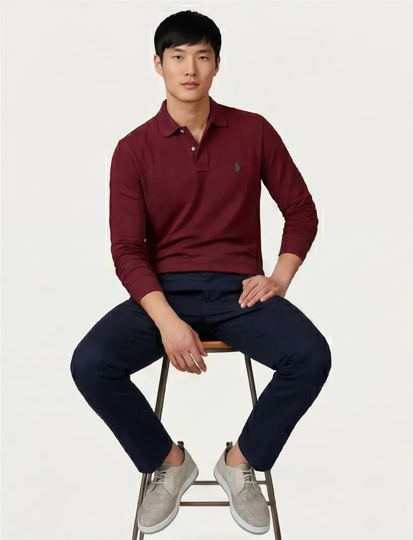 Polo ralph lauren polo bordeaux katoen effen