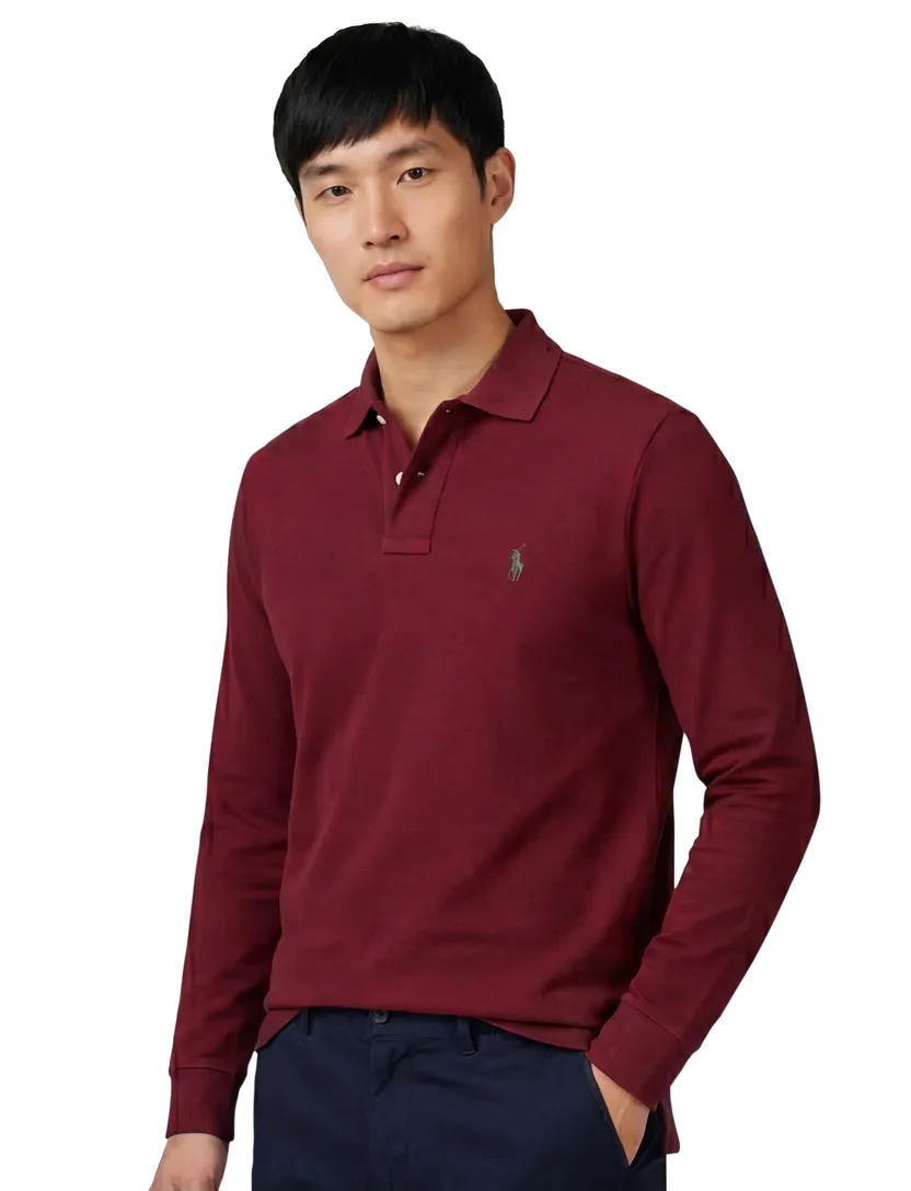Polo ralph lauren polo bordeaux katoen effen