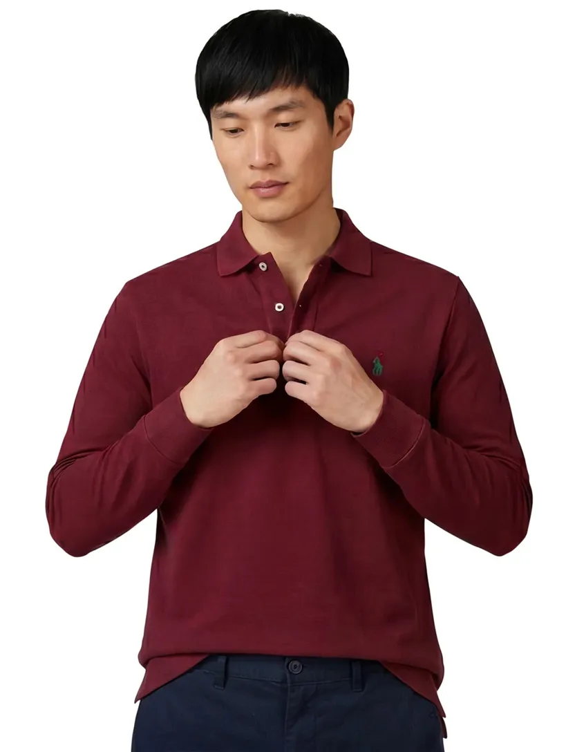 Polo ralph lauren polo bordeaux katoen effen