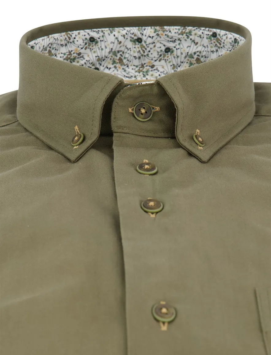 Portofino overhemd groen effen regular fit
