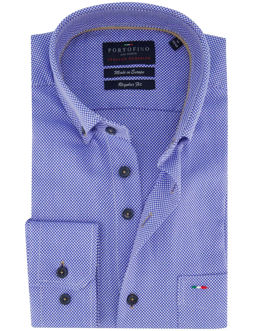casual overhemd blauw Portofino Regular Fit