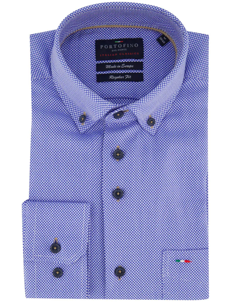 casual overhemd blauw Portofino Regular Fit