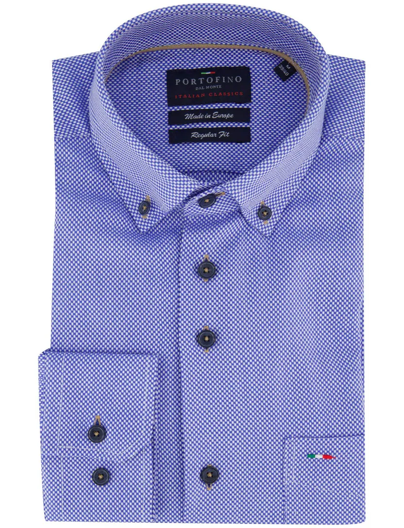 Casual overhemd Portofino Regular Fit blauw button-down boord