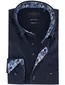 Normale fit overhemd Portofino donkerblauw effen katoen
