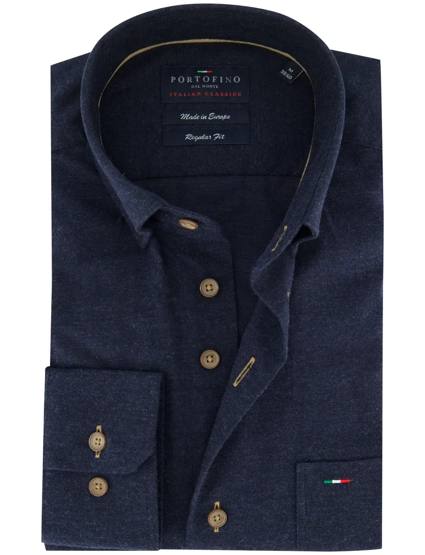 Katoenen donkerblauw overhemd Portofino