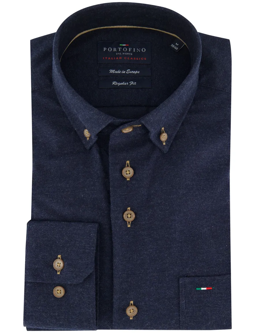 Donkerblauw overhemd Portofino normale fit