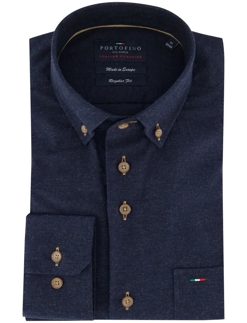 Katoenen donkerblauw overhemd Portofino
