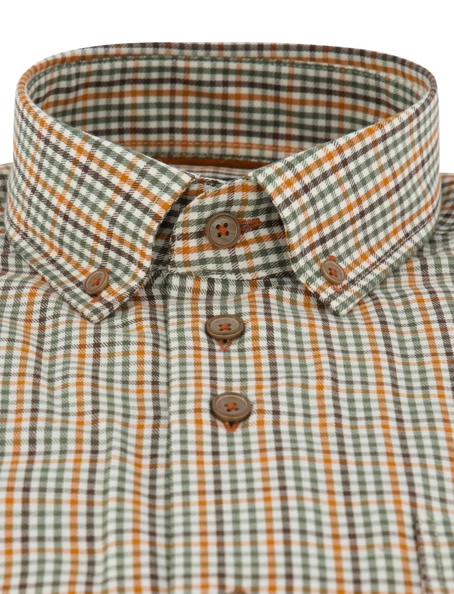 Portofino overhemd oranje geruit wijde fit
