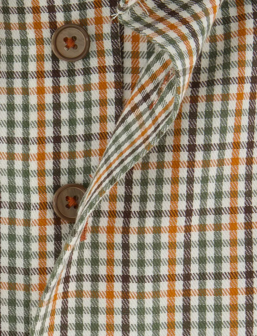 Portofino overhemd oranje wijde fit geruit