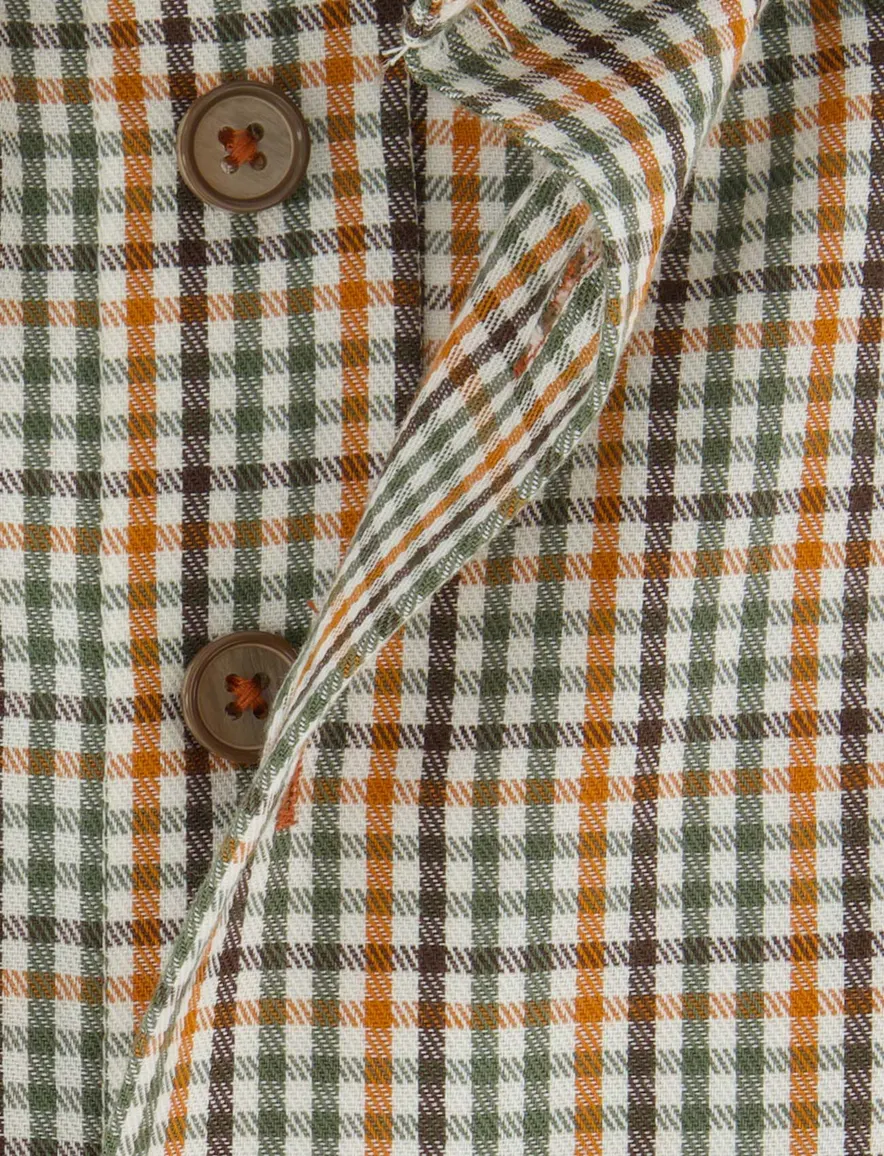Portofino regular fit overhemd geruit oranje