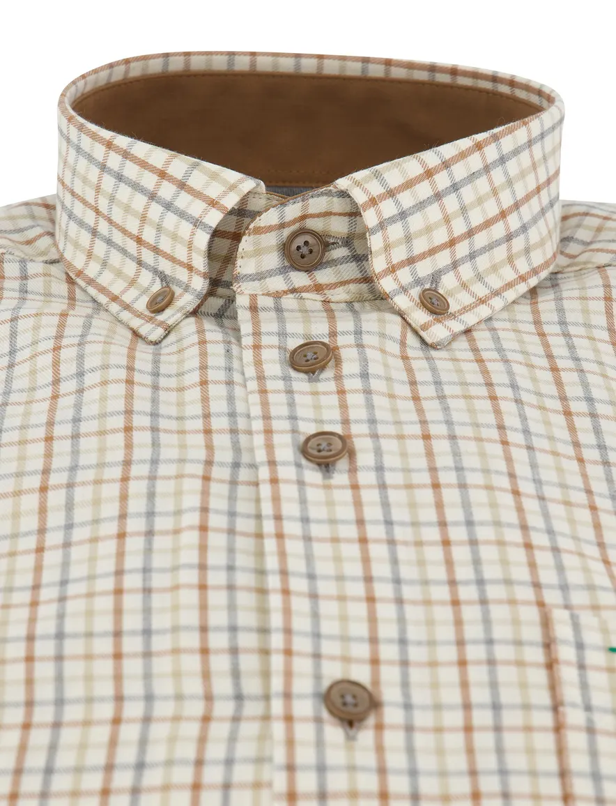 Portofino overhemd creme geruit regular fit