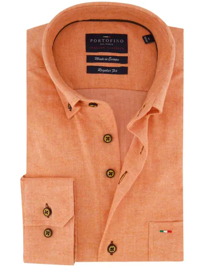 Portofino Portofino Regular Fit casual flanel overhemd oranje katoen