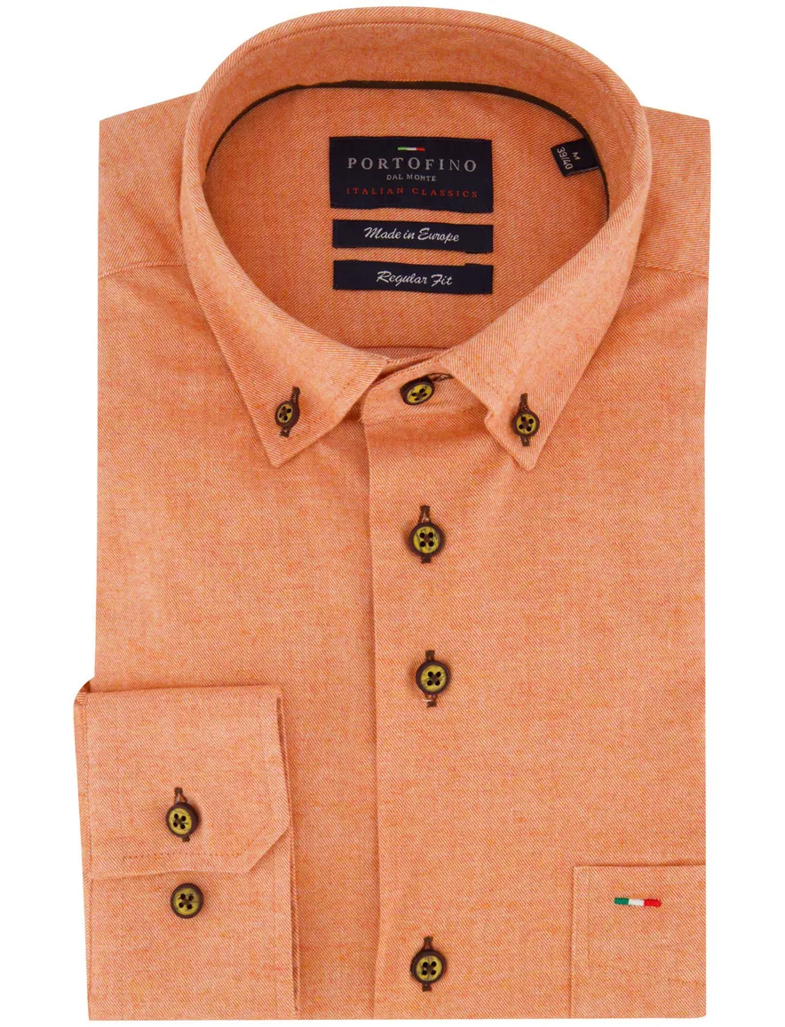 Portofino Regular Fit casual overhemd oranje katoen
