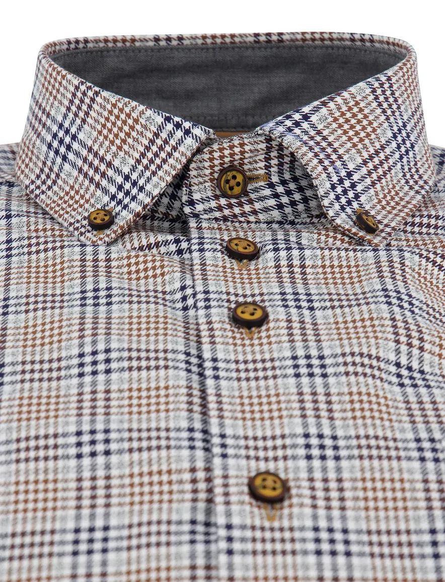 Portofino overhemd grijs geprint regular fit