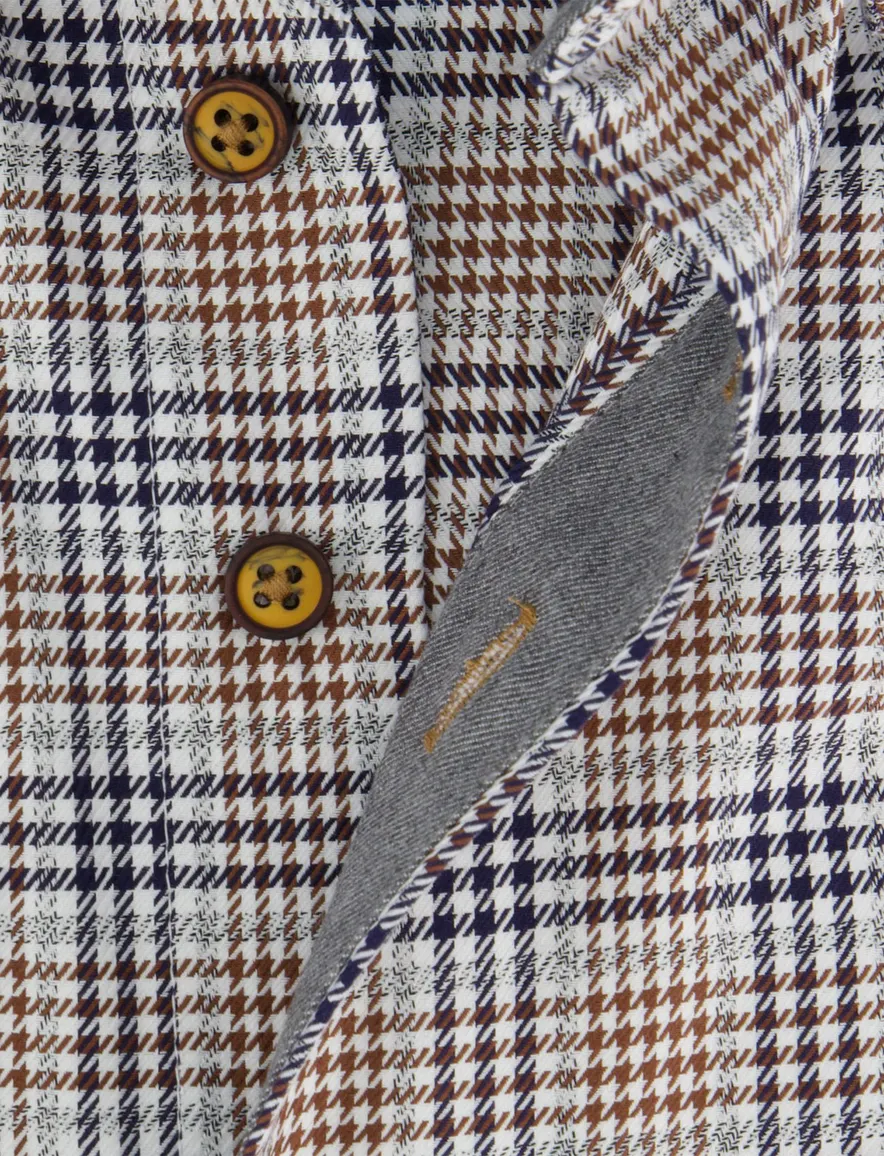 Portofino overhemd grijs geprint regular fit